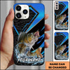 Joycorners Fishing Electric Blue Arrow Pattern Splash Personalized Name Phone Case (10 Fish Species)