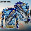 Joycorners Fishing Yellow Blue Lightning Pattern Design Custom Name & Team Name 3D Shirts (11 Breeds)