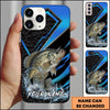Joycorners Fishing Electric Blue Arrow Pattern Splash Personalized Name Phone Case (10 Fish Species)
