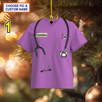 Joycorners Custom Name Nurse Christmas Ornament, Christmas Tree Hanging Decor, Flat 2D Ornament Acrylic/ Wooden, Nursing Gift
 2D Flat LM1611