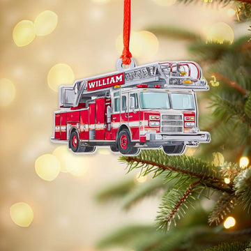 Joycorners Personalized Fire Truck Ornament, Custom Firefighter Christmas Decoration, Red Fire Engine Ornament Gift for Kids and Firemen 2025
 2D Flat TU1611