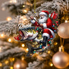 Joycorners Custom Name Santa Fishing Acrylic Ornament – Custom Name Christmas Tree Decoration, Gift for Fishingman
