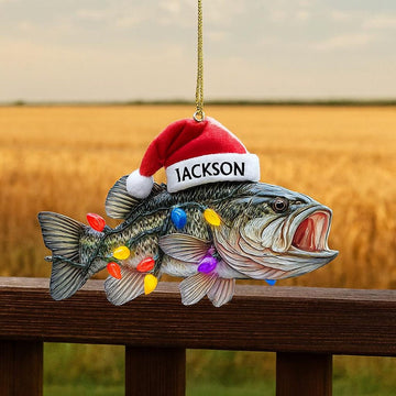 Joycorners Personalized Bass Fish Christmas Ornament, Custom Holiday Tree Decor, Perfect Gift for Fishermen