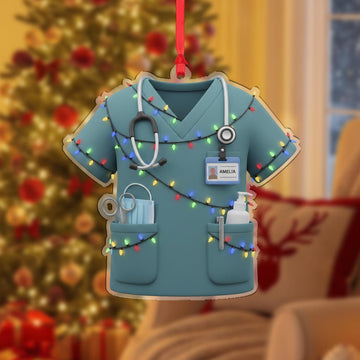 Joycorners Personalized Nurse Ornament – Custom Scrubs Christmas Keepsake
 2D Flat LM1611