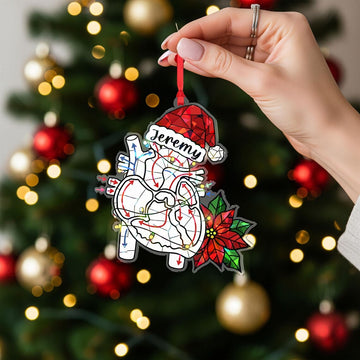 Joycorners Cardiology Acrylic Ornament – Anatomical Heart, Santa Hat, Poinsettia, Custom Name
 2D Flat LM1611