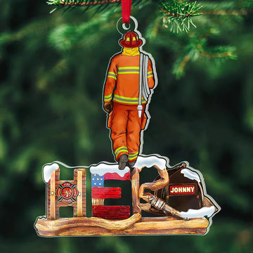 Joycorners Personalized Acrylic Firefighter Ornament / Firefighter Ornament / Firefighter Gift / Personalized Acrylic Custom Shape Ornament / Xmas Gift
 2D Flat TU1611