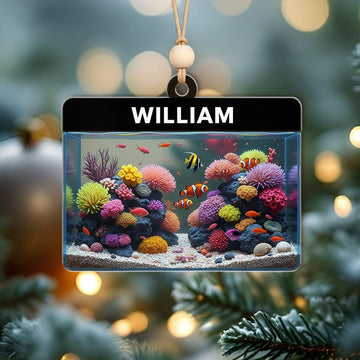 Joycorners Personalized Reef Tank Christmas Ornament, Custom Fish Tank Xmas Tree Decor, Gift for Aquarium Owners, Marine Life Lovers & Fish Enthusiasts