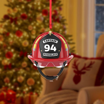 Joycorners Personalized Firefighter Helmet Ornament: Personalized Christmas Tree Decor with Rank and Station Number
 2D Flat TU1611