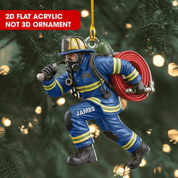 Joycorners Personalized Firefighter Christmas 2025 Ornament, Fireman Dad Gift, Custom Firefighter On Duty Acrylic Ornament, Christmas Firefighter Gifts | Orange 5
 2D Flat LM1611