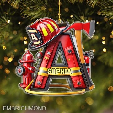 Joycorners 2D FLAT Alphabet Letter Firefighter Ornament, Personalized Firefighter Ornament, Firefighter Ornament, Alphabet Hanging Xmas Tree Ornament
 2D Flat TU1611