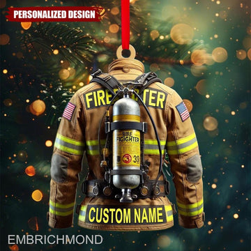 Joycorners Personalized Firefighter Christmas 2025 Ornament, Custom Firefighter On Duty Acrylic Ornament, Fireman Dad Gift, Christmas Firefighter Gifts
 2D Flat LM1611