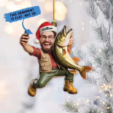 Joycorners Custom Photo Fisherman - Fishing Personalized Ornament - Funny Christmas Gift For Fishing Lovers, Fisherman