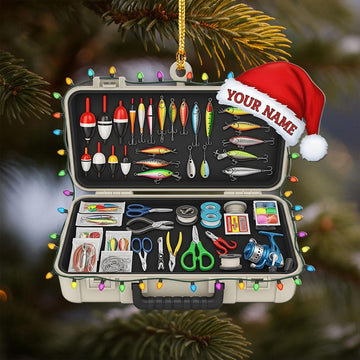 Joycorners Custom Tackle Box Christmas Ornament, Personalized Fishing Gear Xmas Decor, Fisherman Ornament, Holiday Tree Keepsake Gift for Anglers