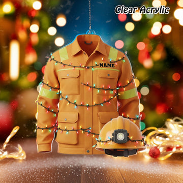 Joycorners Firefighter Turnout Coat Ornament, Custom Fireman Gift, First Responder Keepsake, Fire Dept Xmas Decor, Unique Work Hero Gift 2D Flat TU1611