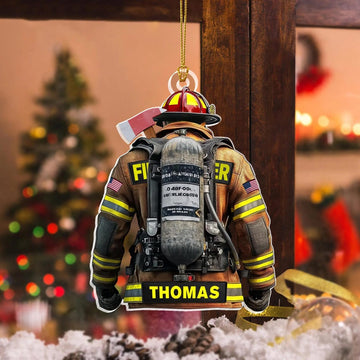 Joycorners Firefighter Team Gift, Firefighter Ornament, Firefighter Uniform 2D Acrylic Flat Ornament Not 3D, Firefighter Vest Armor Hanging Acrylic
 2D Flat LM1611