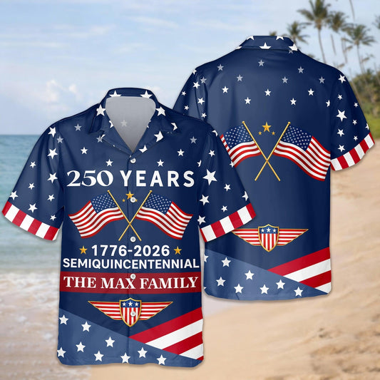 Joycorners Custom Name America 250 Years Semiquincentennial Hawaiian Shirt Style 1