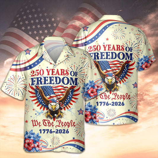 Joycorners We The People 250 Years Of Freedom Yellow Patriotic Hawaiian Shirt, USA Independence Day Apparel