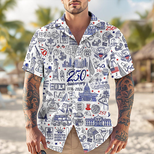 Joycorners USA 250th Anniversary Eagle Patriotic Hawaiian Shirt, 1776-2026 American Freedom Apparel
