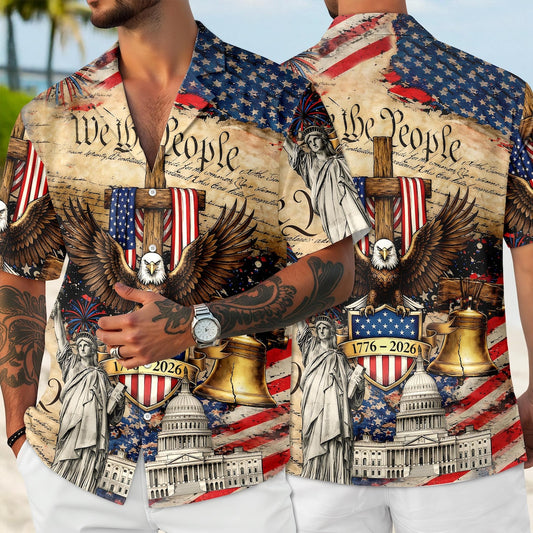 Joycorners We The People 250 Years Of Freedom Patriotic Hawaiian Shirt, USA 1776-2026 Independence Day Apparel