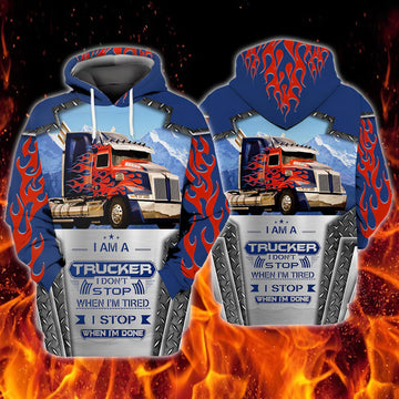 Joycorners Trucker Shirt /Trucker Sweatshirt / Trucker Hoodie / Truck Driver Shirt | Trucking Shirt / I'm Trucker Fire 3D Full Print Hoodie LM2209