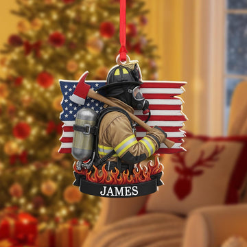 Joycorners Personalized Firefighter Ornament: Custom Name, Fire Dept. Gift
 2D Flat LM1711