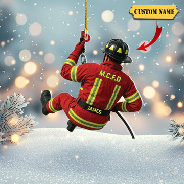 Joycorners Personalized Firefighter and Fire Extinguisher Christmas Ornament for Fireman,US Flag Firefighter Ornament,Fireman Dad Gift,Firefighter Gift 8
 2D Flat LM1711