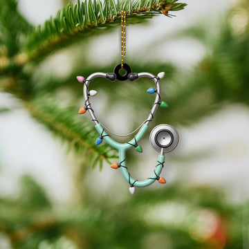 Joycorners Stethoscope Ornament, Heart Shape Acrylic Xmas Tree Decor, Personalized Christmas Gift, Ideal Gift for Doctors Nurses Healthcare Worker
 2D Flat LM1711