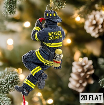 Joycorners Custom 2D Flat County Firefighter Acrylic Ornament, Personalized Fireman Tree Decor, Holiday Gift for Fire Rescue Heroes and Families
 2D Flat LM1711