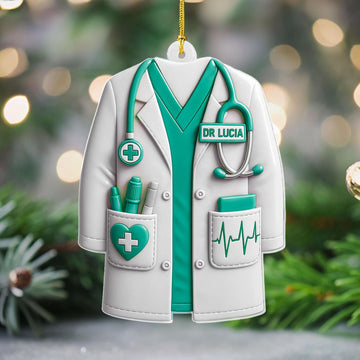 Joycorners Custom 2D Flatted Nurses Acrylic Christmas Ornament, Doctor Christmas Ornament, Healthcare Workers Gift, RN Gift, New Nurse Ornament | Cyan
 2D Flat LM1711