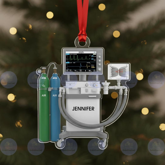 Joycorners Personalized Ventilator Ornament, 2D Flat Custom Medical Christmas Ornament for Nurse Doctor, Funny ICU Respiratory Therapist Gift
 2D Flat LM1711