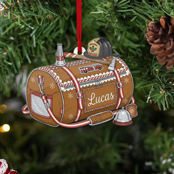 Joycorners PERSONALIZABLE Firefighter Xmas Ornament CUSTOMIZABLE Acrylic Holiday Decor Hero Gift for Firemen Coworkers Family, Fire Truck Xmas Keepsake 4
 2D Flat LM1711