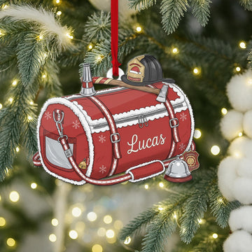 Joycorners PERSONALIZABLE Firefighter Xmas Ornament CUSTOMIZABLE Acrylic Holiday Decor Hero Gift for Firemen Coworkers Family, Fire Truck Xmas Keepsake 5
 2D Flat LM1711