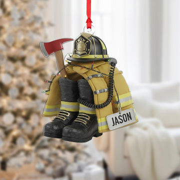 Joycorners Custom Firefighter Gear Ornament - Personalized Fireman Gift
 2D Flat LM1711