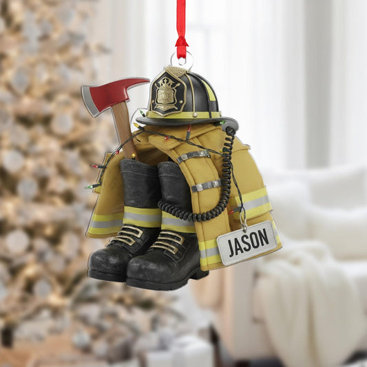 Joycorners Custom Firefighter Gear Ornament - Personalized Fireman Gift
 2D Flat LM1711