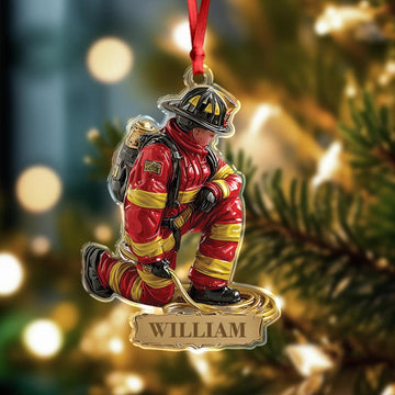 Joycorners Personalized Firefighter Ornament, Custom Christmas Decoration, Fireman Holiday Gift, Custom Name 2D Flat LM1711