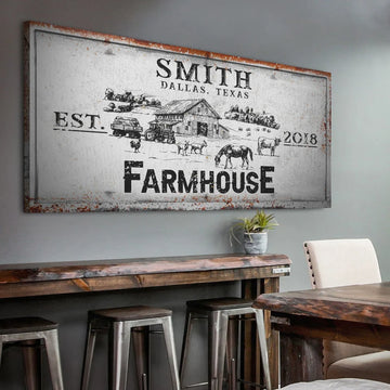 Joycorners Farmhouse Personalized Name Canvas Cattle Ranch Signs