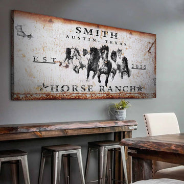 Joycorners Horse Art Ranch Sign Personalized Name Canvas Cattle Ranch Signs