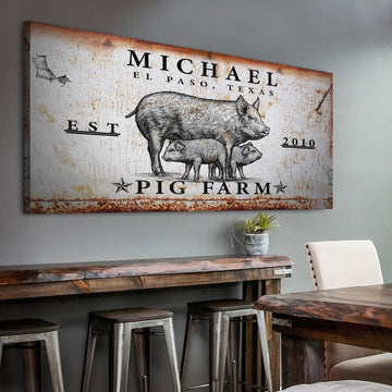 Joycorners Pig Decor Ranch Sign Personalized Name Canvas Cattle Ranch Signs
