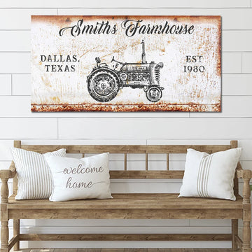 Joycorners Tractor Personalized Name Canvas Cattle Ranch Signs