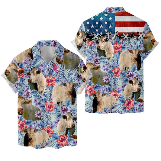 Joycorners Tropical Charolais 3D Hawaiian Shirts