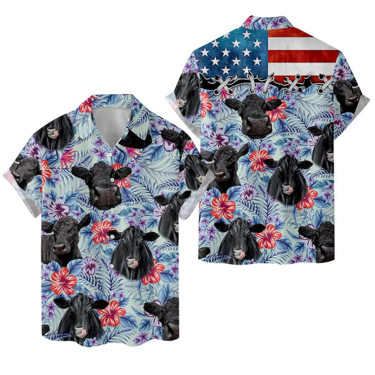 Joycorners Tropical Black Angus 3D Hawaiian Shirts