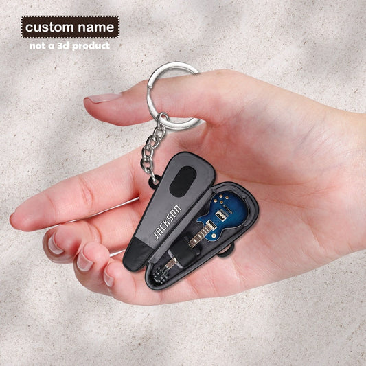 Joycorners Electric Guitar Personalized Keychain, Guitar 2D Flat Keychain, Guitar Lovers Gift, Guitarist Keychain, Guitarist Gift