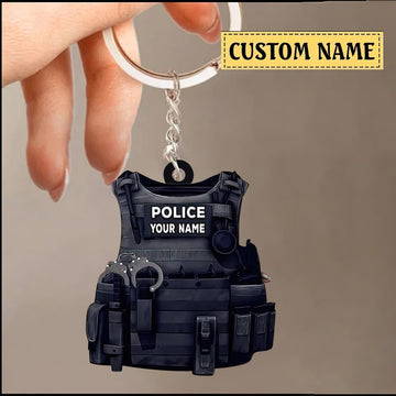 Joycorners Personalized Police Bulletproof Vest Keychain Gift For Police, Police Uniform Ornament Keychain