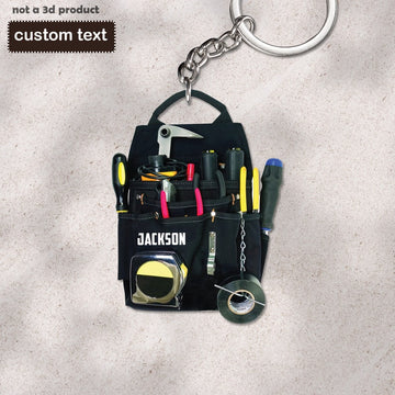Joycorners Electrician Tool Bag Personalized Acrylic 2D Keychain, Electrician Gift, Custom Electrician Keychain, Gift For Son, Husband