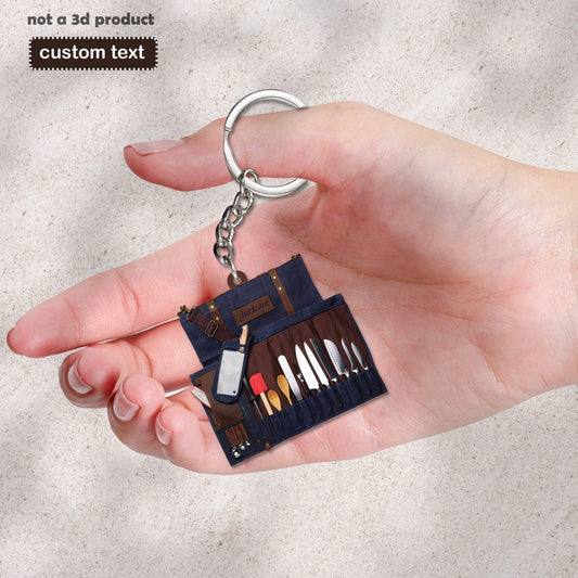 Joycorners Chef Tool Bag Personalized Keychain, Chef's Knives Keychain, Gift For Chef, Custom 2D Flat Keychain