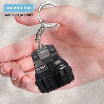 Joycorners Security Jacket 2D Keychain, Custom Security Guard Flat Keychain, Security Officer Gift, Security Team Gift, Gift For Him, Husband Gift