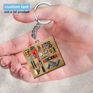 Joycorners Plumber Tools Custom Keychain, Personalized Plumber 2D Flat Keychain, Gift For Plumber