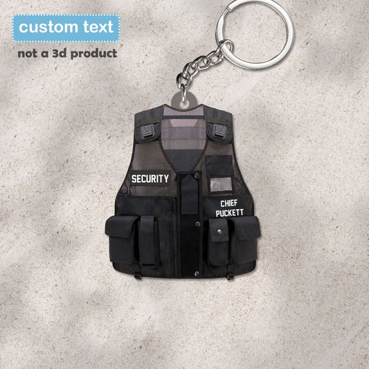 Joycorners Security Jacket 2D Keychain, Custom Security Guard Flat Keychain, Security Officer Gift, Security Team Gift, Gift For Him, Husband Gift