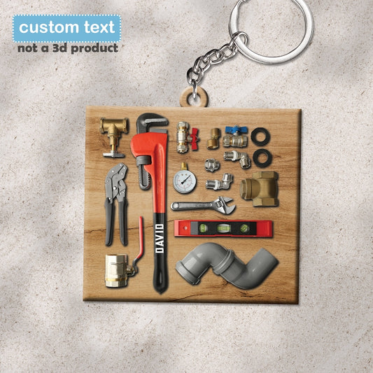 Joycorners Plumber Tools Custom Keychain, Personalized Plumber 2D Flat Keychain, Gift For Plumber