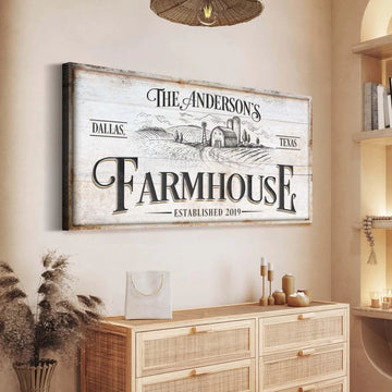 Joycorners Farmhouse Personalized Name Canvas Cattle Ranch Signs 1